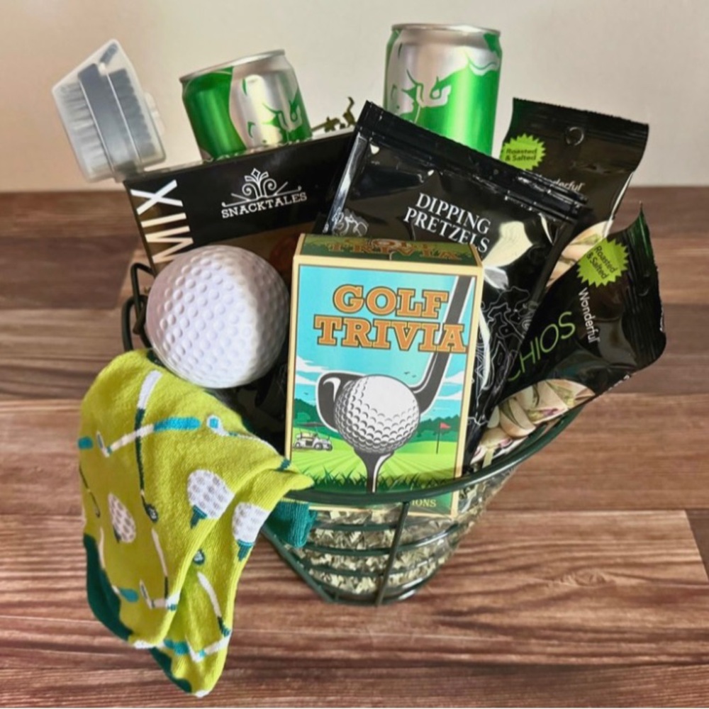 Personalized Golf Gift Basket.